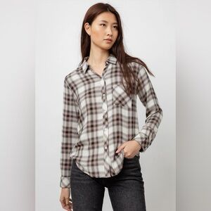 ‼️RARE‼️🎸RAILS🎸🔥NWT🔥Hunter Button Down in IVORY/COAL/BLUSH PLAID— S